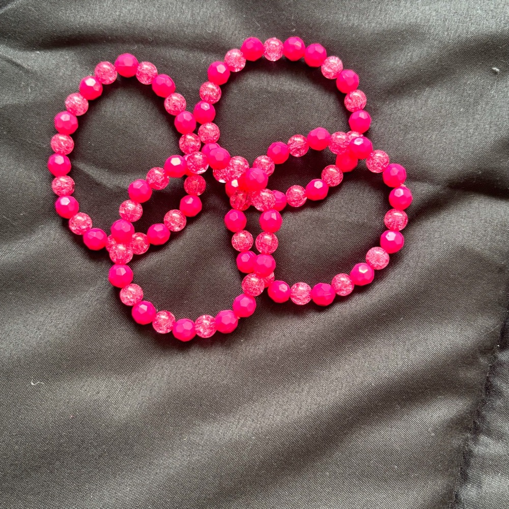 Pink Beaded Bracelets Set
